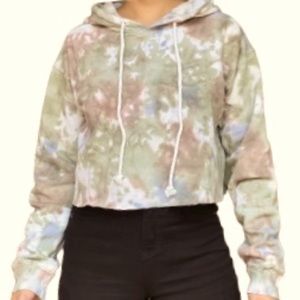 WILD FABLE Crop Hoodie Tie with Tie Strings Dye Pastel Womens Large
